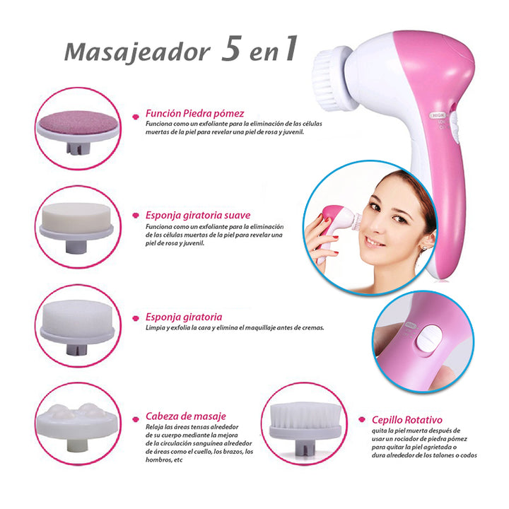 Mini Masajeador Limpiador Facial 5 En 1 Cuidado Rostro